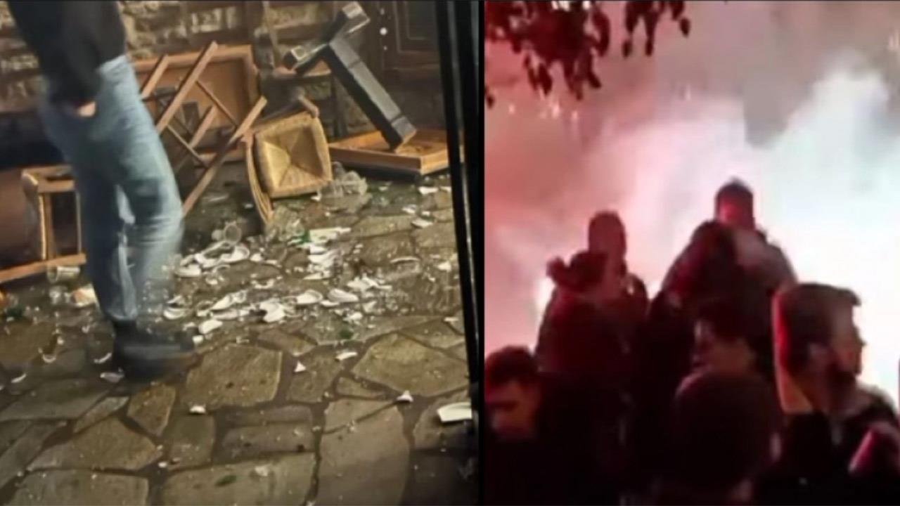 Μεζεδοπωλείο στη Λάρισα βάζει λουκέτο και το γιορτάζει με καπνογόνα και σπασμένα πιάτα