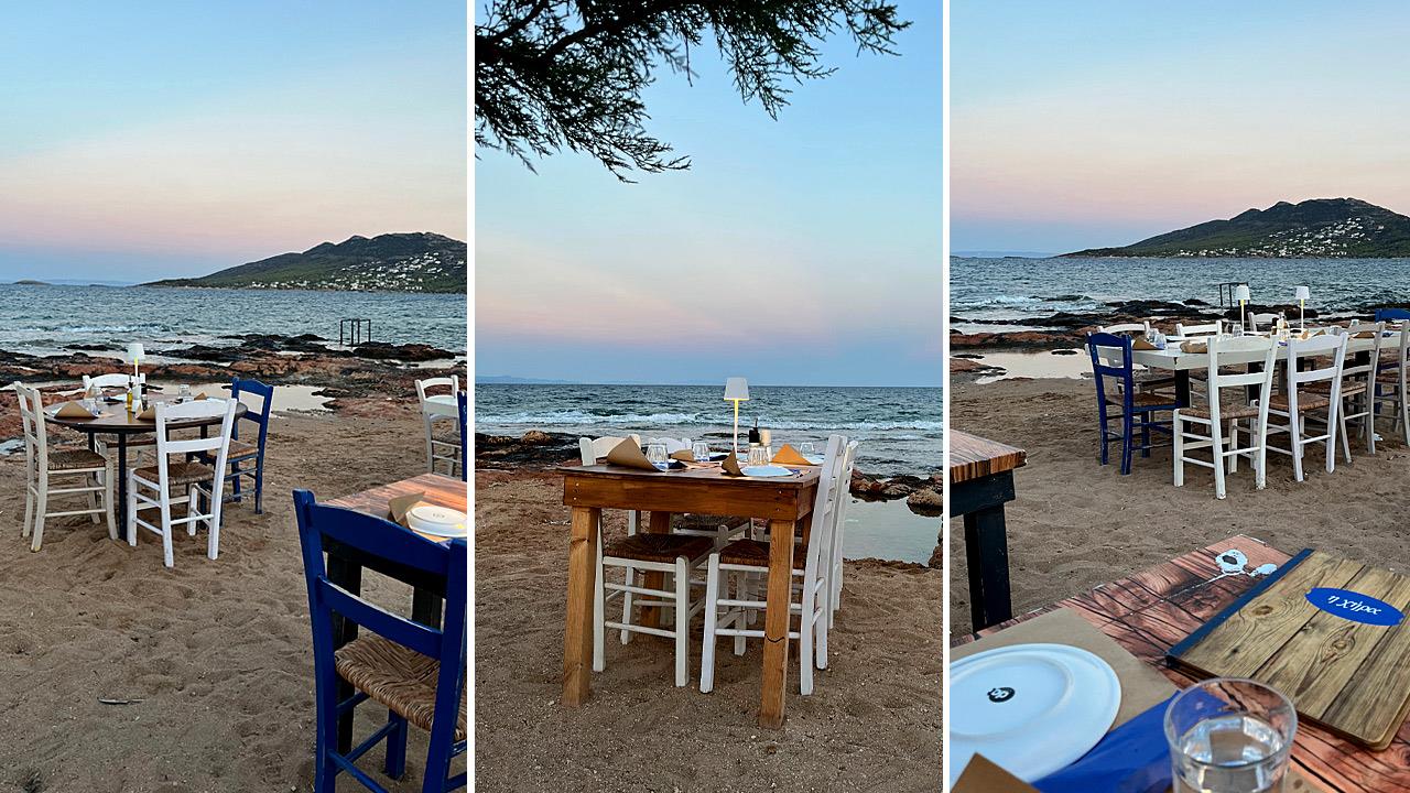 Στη Χήρα στη Βραυρώνα τρώμε θαλασσινά με τα πόδια στην άμμο