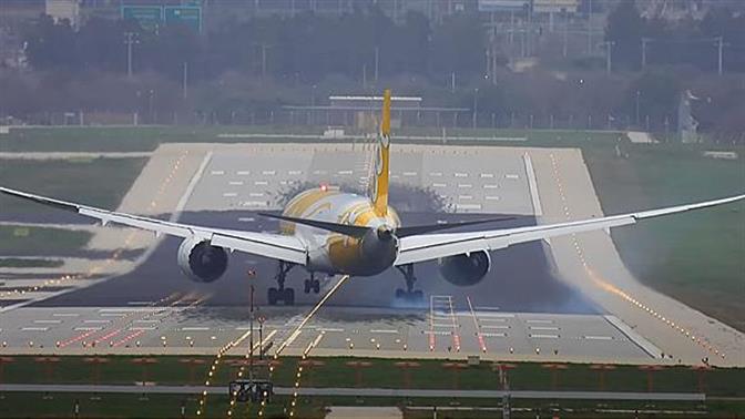 Εντυπωσιακές προσγειώσεις στο Ελ. Βενιζέλος με την κακοκαιρία