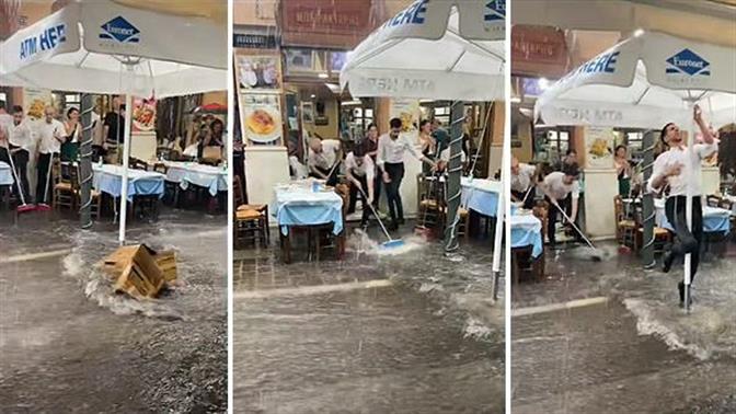 Ποτάμια οι δρόμοι της Αθήνας μετά τη χτεσινή βροχή