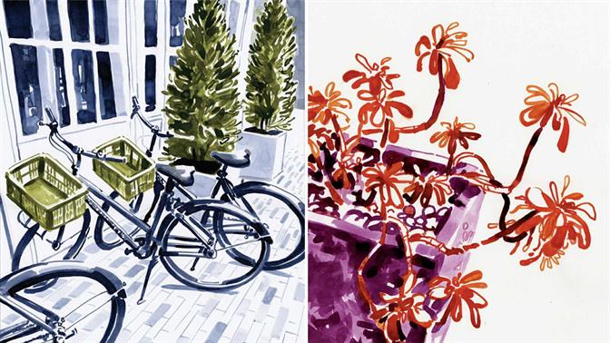 «Inky Trips»: Ταξίδια με μελάνι και μνήμη στη Σίφνο – Έκθεση ζωγραφικής του Γιώργου Προμπονά