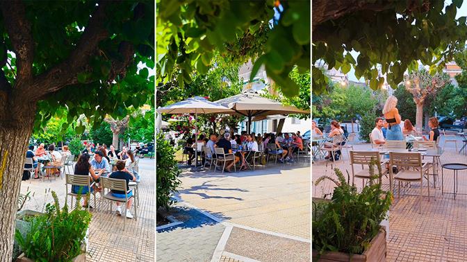 Για φαγητό, καφέ και ποτό στις μικρές πλατείες του κέντρου